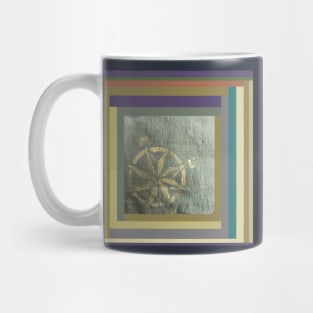 Compass: painted in gold on hand dyed green fabric Mug